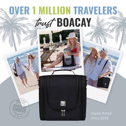 BOACAY Extra Large Hanging Travel Toiletry Bag for Women and Men, Makeup Bag, Bathroom & Shower Organizer Kit for Accessories, Cosmetics, Essentials