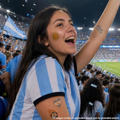 Argentina Flag Temporary Tattoos for World Cup 2026 Soccer Fans