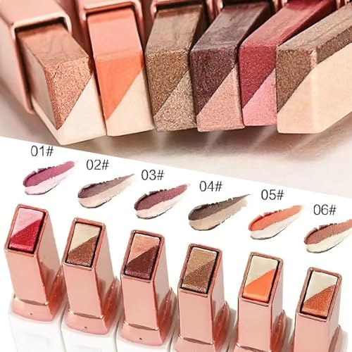6-Color Double-Ended Eyeshadow Stick Set with Brush