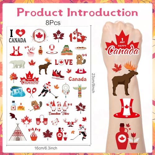 Canada Day Temporary Tattoo Stickers - 200+ Pieces