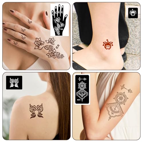 Henna Tattoo Stencils Kit 18 Sheets Reusable