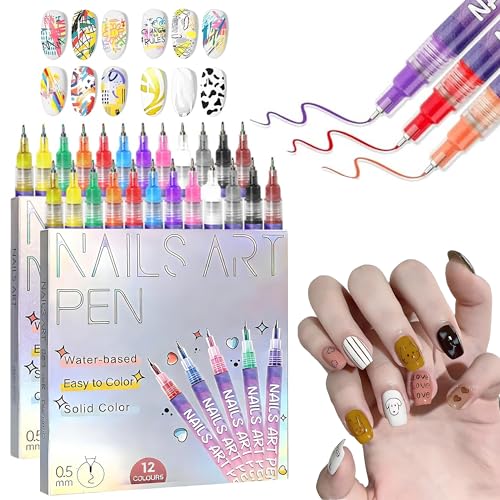 Yewmow B-2 12-Color Gel Nail Polish Pen Set for Nail Art & Drawing