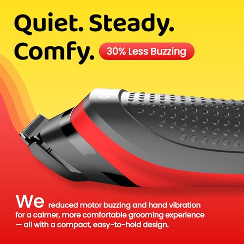 Electric Beard Trimmer for Men,Nose Hair Trimmer & Electric Razor 10-in-1 Grooming Kit Cordless Shaver Gift-Ready for Men(Red)