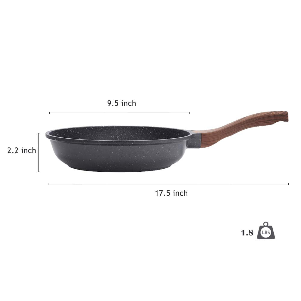 SENSARTE Nonstick Frying Pan Skillet, Swiss Granite Coating Omelette Pan, Healthy Stone Cookware Chef's Pan, PFOA Free (8/9.5/10/11/12.5 Inch) (9.5 Inch)