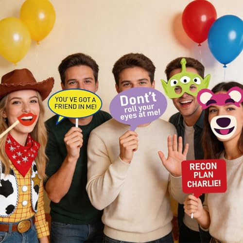 25-Piece Cartoon Story Photo Booth Props for Birthday Parties