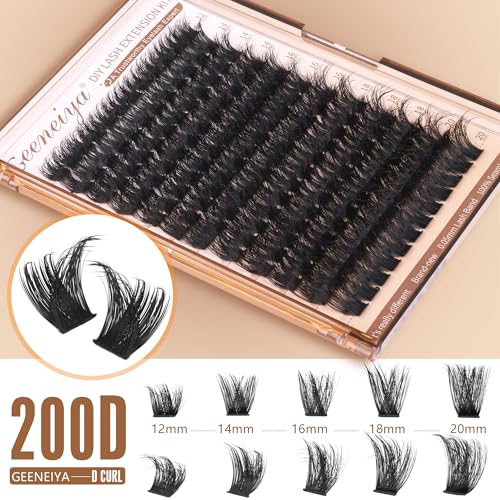 Geeneiya 200D Lash Clusters - Full Volume D Curl 10-20mm