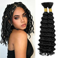 Human Braiding Hair 2 Bundles 16 Inch Deep Wave Natural Black