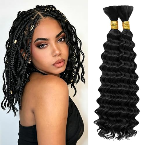 14-Inch Deep Water Wave Bulk Human Hair for Braiding - Virgin Curly Extensions