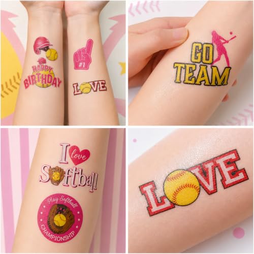 96-Piece Softball Temporary Tattoos – Waterproof Game Day Stickers