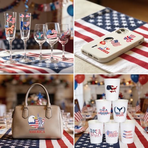 4th of July Temporary Tattoos for Kids, 20 Sheets 90+ Patriotic Designs