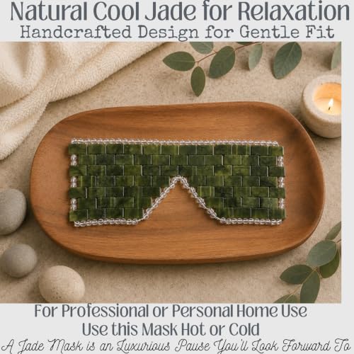 Boho Aromatic Jade Eye Mask for Puffy Eyes & Relaxation - Natural Cooling Stone Spa Mask