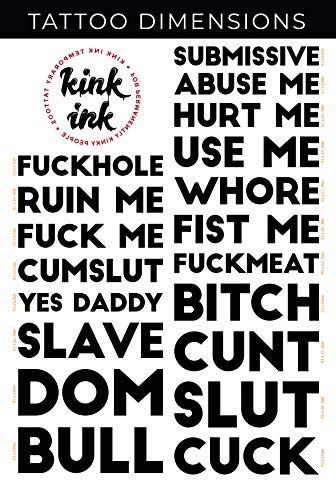 Temporary Tattoo Lettering Sheet - 19 Block Words in Black