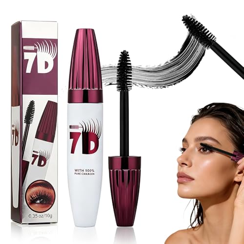 Hulezt 7D Waterproof Volume Mascara for Natural Length & Volume, Long-Lasting Curling Black Lash Makeup