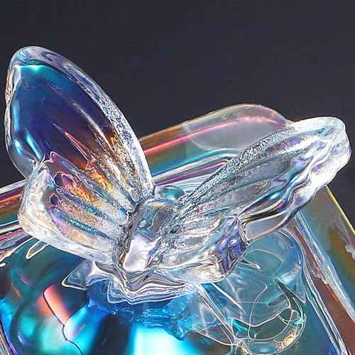 Noverlife Mini Glass Dappen Dish for Nail Art Acrylic Liquid Powder, Crystal Monomer Dish with Butterfly Lid, Small Monomer Cup Acetone Dish Acrylic Liquid Cup for Home & Nail Salon Manicure Tools