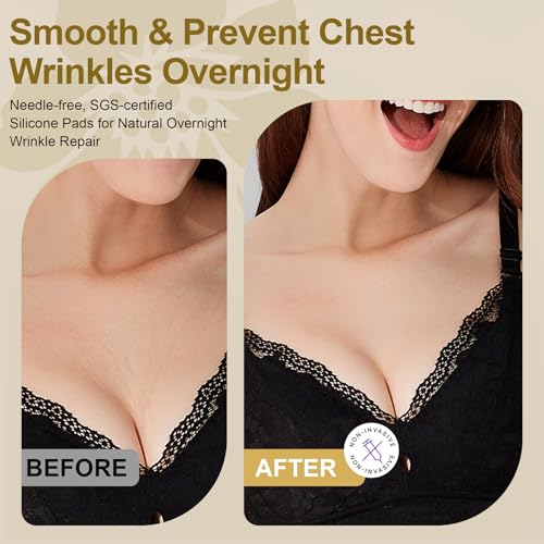Chest Wrinkle Patches 4 Pack, Reusable Silicone Pads for Wrinkles, Anti Wrinkle Patches for Skin Firming and Smoothing, Overnight Chest Wrinkles from Side Sleeping (60 Day Supply)