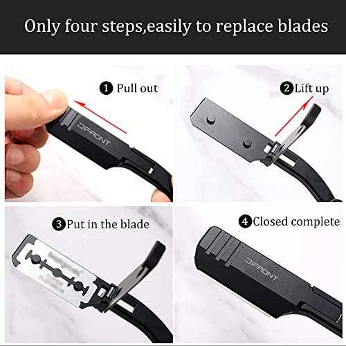 Professional Barber Straight Razor - 20 Stainless Steel Blades, Aluminum Handle, Portable Shaving Kit (TKL-B)
