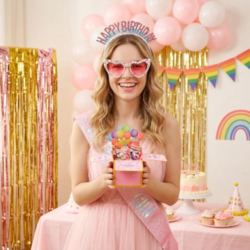 Birthday Girl Sash Headband Set - 4 Pieces Party Accessories