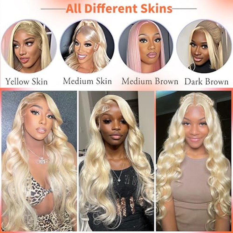 38" 613 Blonde Body Wave Human Hair Lace Front Wig 13x6 HD