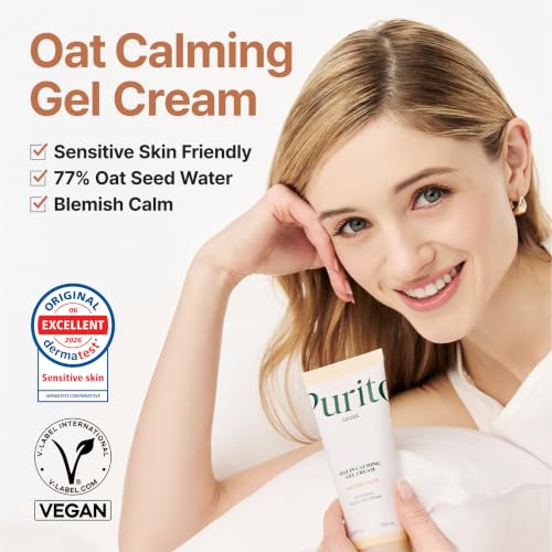 PURITO Oat Calming Gel Cream for Sensitive Skin - 3.38 fl oz, Vegan & Fragrance-Free