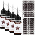 4-Pack Brown Temporary Tattoo Ink Kit with 103 Stencils