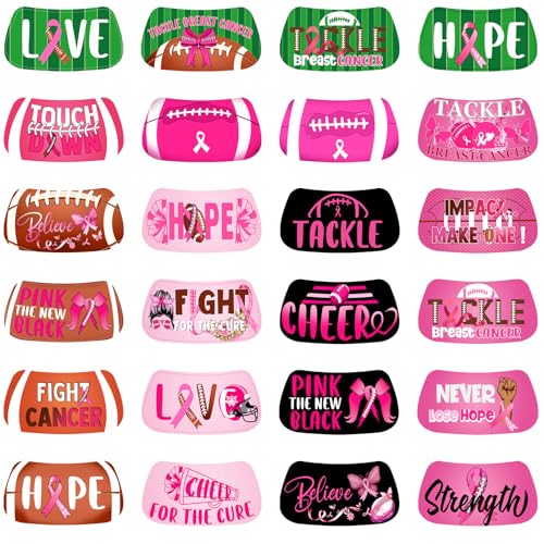 Pink Ribbon Football Face Tattoos - 192 Pieces Breast Cancer
