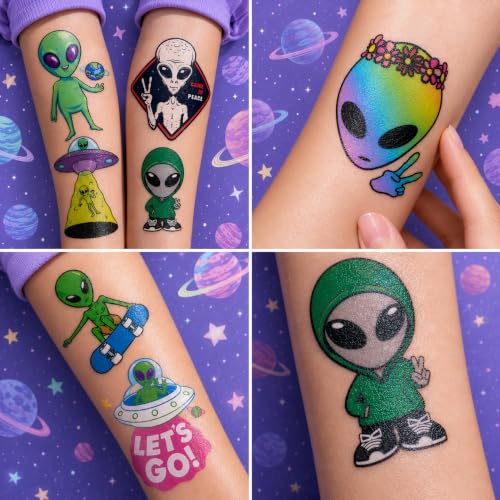 96Pc Alien Temporary Tattoos for Kids - Space Party Favors