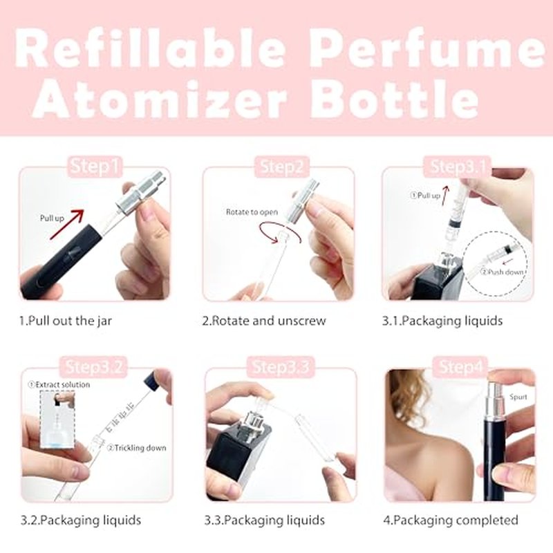 2-Pack 5ml Refillable Perfume Atomizer Bottles Travel Spray