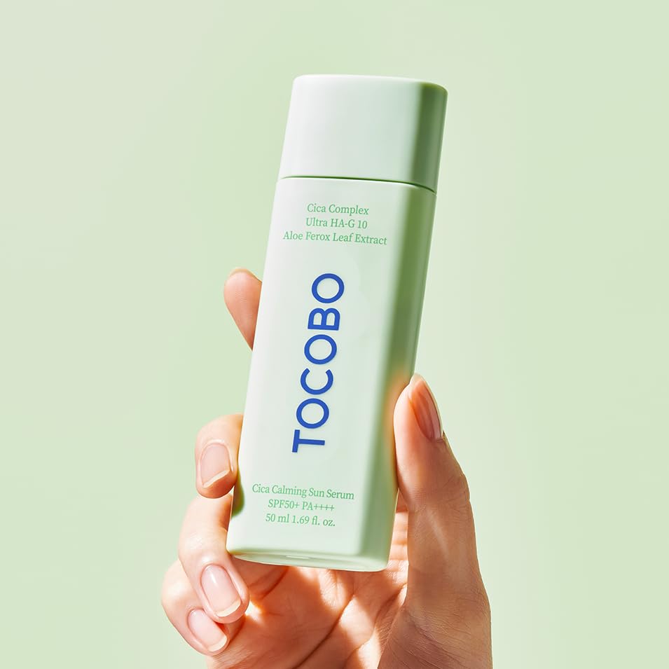 TOCOBO Cica Calming Sun Serum SPF50 PA++++ 50 ml 1.69 fl. oz - Fermented Cica Complax, Cape Aloe Leaf Extract, Soothing Overheated Skin, Reduces Skin Tempetature