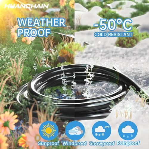 HUANCHAIN Indoor Outdoor Black Extension Cord 3 ft Waterproof, 16/3 Gauge Flexible Cold-Resistant Appliance Extension Cord Outside, 13A 1625W 16AWG SJTW, 3 Prong Heavy Duty Electric Cord, ETL