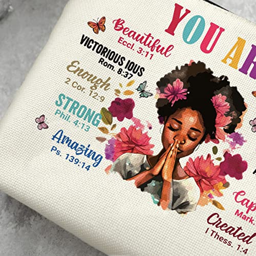 Black Girl Makeup Bag Afro Black Girl African American Cosmetic Bag Inspirational Gifts for Women Mom Sister Daughter Best Friends Nurse Coworker Birthday Graduation Friendship Christmas It's Okay