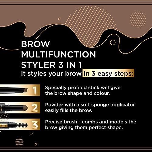 Eveline Brow Styler 3-in-1 Medium Brown Eyebrow Pen