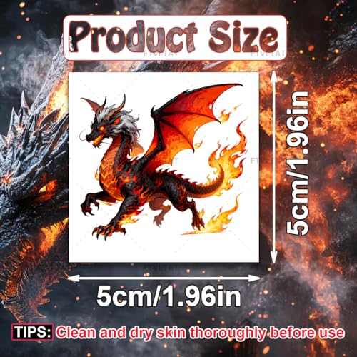 Dragon Temporary Tattoos - 36 Sheets Waterproof Fake Tattoos