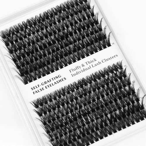 280pcs Cluster Lashes 60D Heat-Bonded Lash Clusters, 14 Rows Individual Segment Eyelashes, 10-16mm Natural Wispy Fluffy DIY Eyelash Extensions for a Curl and Realistic Look