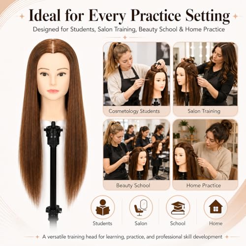 100% Human Hair Mannequin Head 20 Inch with Clamp