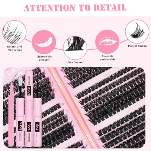 Cluster Lashes Kit 60D-200D with Bond & Seal - DIY Eyelash Extensions