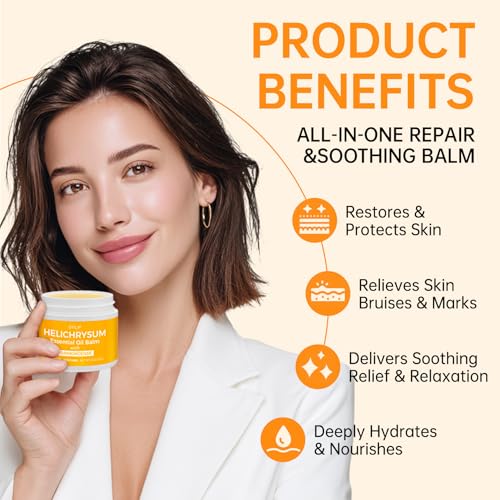 Helichrysum Balm with Frankincense Essential Oil ? Natural Repair & Renewal Face Cream ? Soothes Redness, Fades Scars & Smooths Fine Lines ? Deep Moisturizing Anti-Aging Moisturizer_2oz.