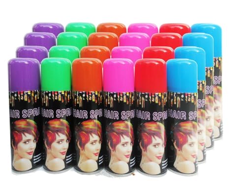Temporary Hair Color Spray Bulk Case 24 Cans 6 Colors 3oz