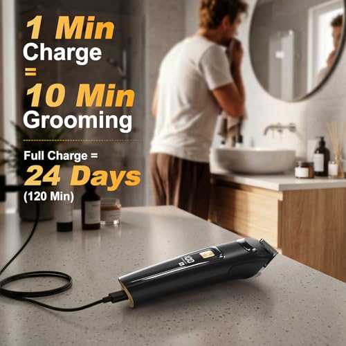 RICAF Beard Trimmer Kit for Men, 15-Piece Cordless Grooming Set