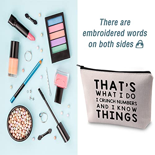 LEVLO Funny Accountant Gift That's What I Do I Crunch Numbers and I know Things Makeup Bags Calculator Student Graduation Gifts (That's What I Do I Crunch Numbers)