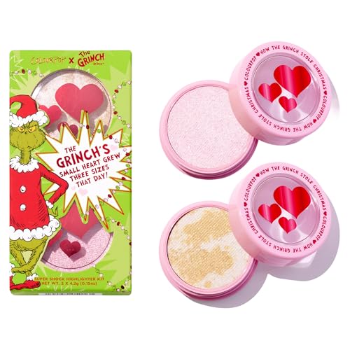 ColourPop x The Grinch Change of Heart Super Shock Highlighter Makeup Kit - Vegan, Cruelty-Free Makeup Highlighter Set with a Luminous Finish - Limited Edition, Holiday Beauty Gift Set (2 Count)