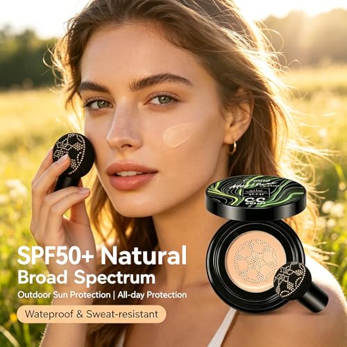 Sulily CC Cushion Foundation with SPF 50+ for Mature Skin - Full Coverage, Moisturizing & Lightweight