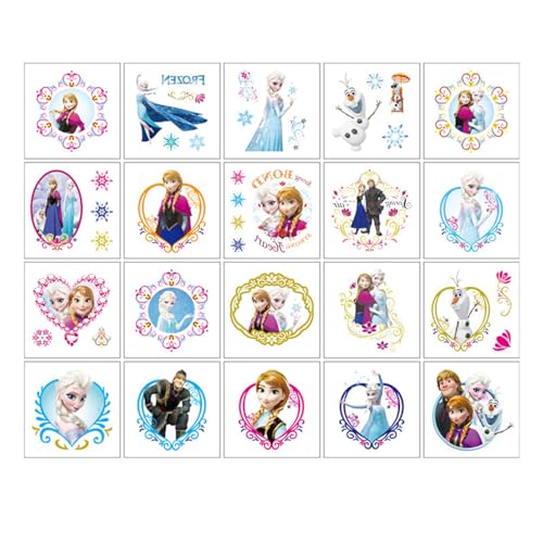 kingmagnate 40pcs Temporary Tattoos for Kids,Frozen Party Favors Fake Tattoos Stickers,Kawaii Birthday Party Supplies,Birthday Decorations Party Game Activities Reward Gifts (Blue-A)