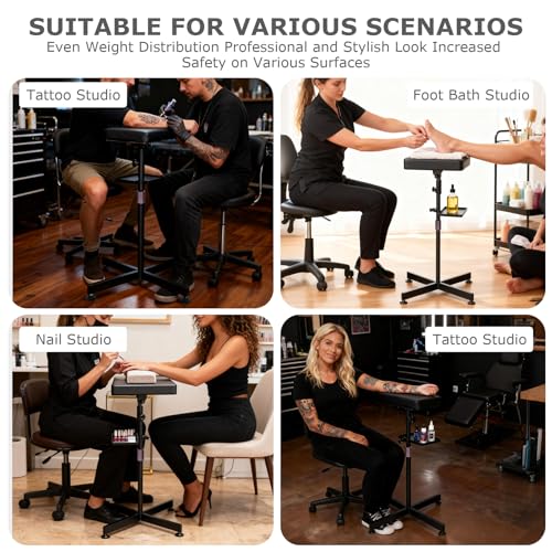 ZHOOGE Tattoo Armrest Stand with Tray, 26-38in Height, 360° Rotation