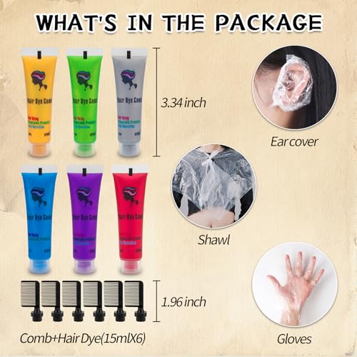 Byhoo Temporary Hair Dye Comb 6-Pack for Dark Hair