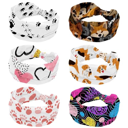Stretchy Wide Headbands for Women, 6-Pack Yoga Sport Headbands