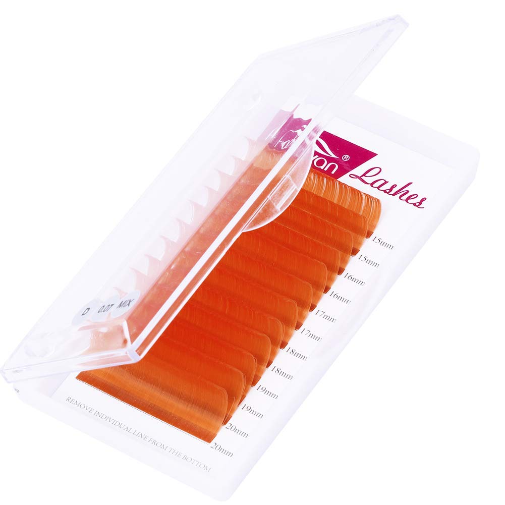 Volume Lash Extensions C Curl 0.07 Mixed Tray 15-20mm Color Lashes Extensions Orange Eyelash Extensions Easy Fan 3D-10D Rapid Blooming Lashes by FADVAN (Orange-C, 15-20mm)