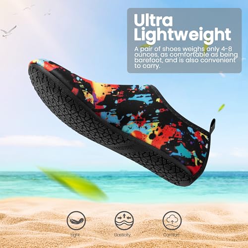 SEEKWAY Water Shoes Women Men Adult Quick-Dry Aqua Socks Barefoot Non Slip for Beach Swim River Pool Lake surf Black Size SK002