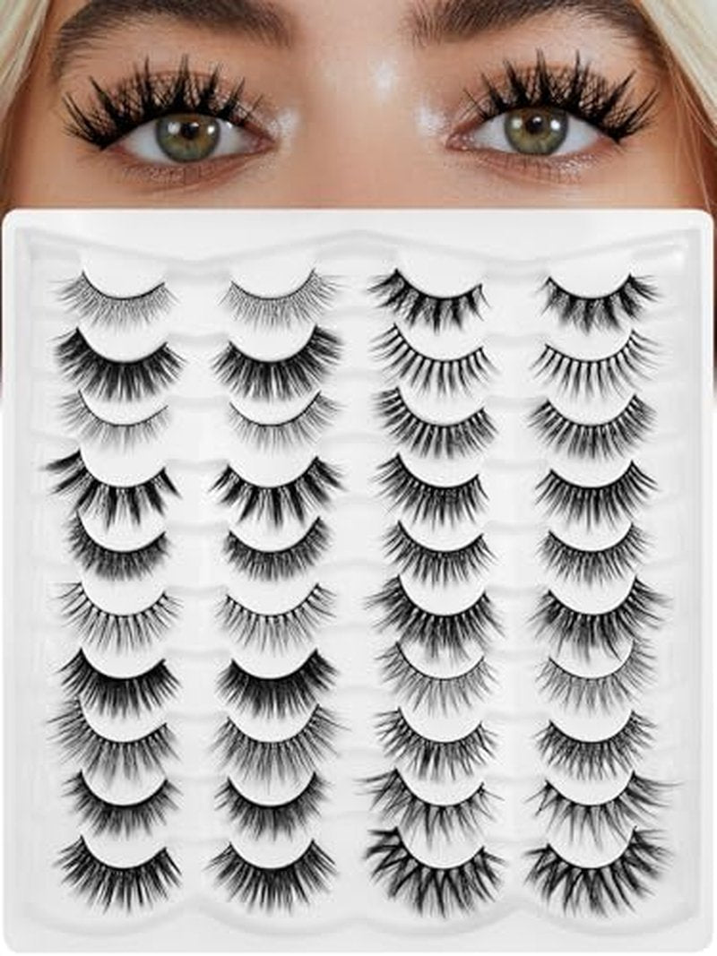 20 Pairs False Eyelashes - Natural to Fluffy Variety Pack