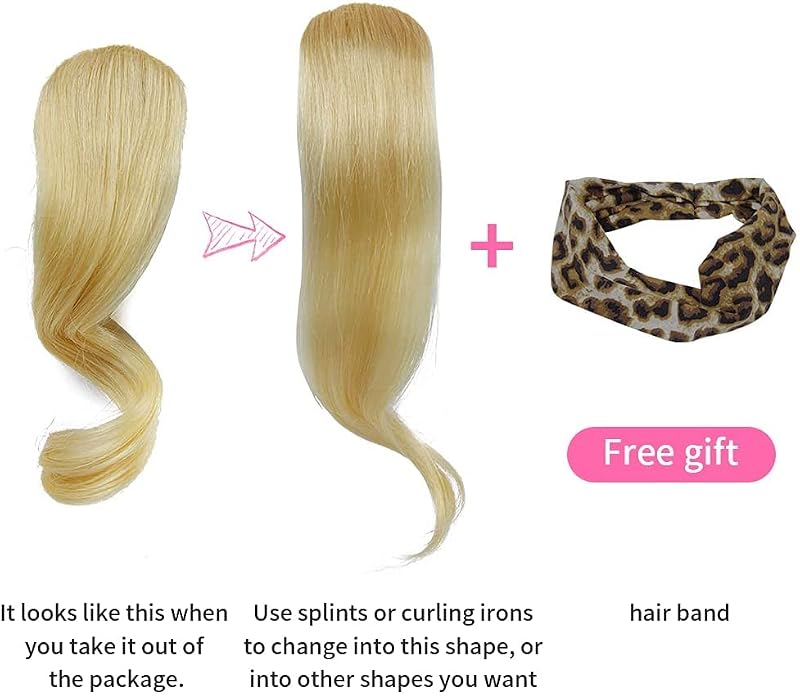 2 Pack Clip-in Wave Side Bangs Human Hair Blonde Extensions