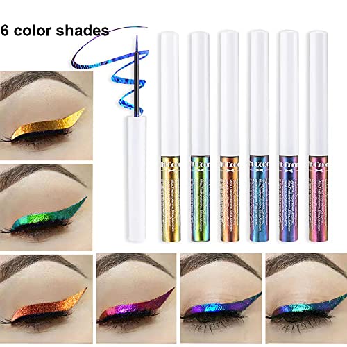 Mysense Chameleon Liquid Glitter Eyeliner, Metallic Satin Eyeliner Liquid Liner Multi-Reflective Sparkle Finish, Smudge-proof Long-lasting Glitter Eye Shadow Makeup, #01 Gold